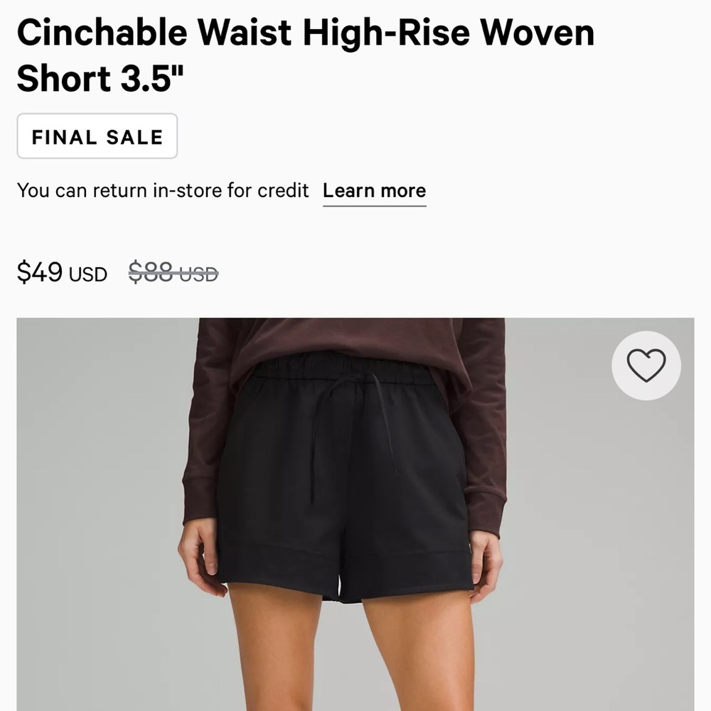 lululemon athletica Black High-Rise Athletic Shorts